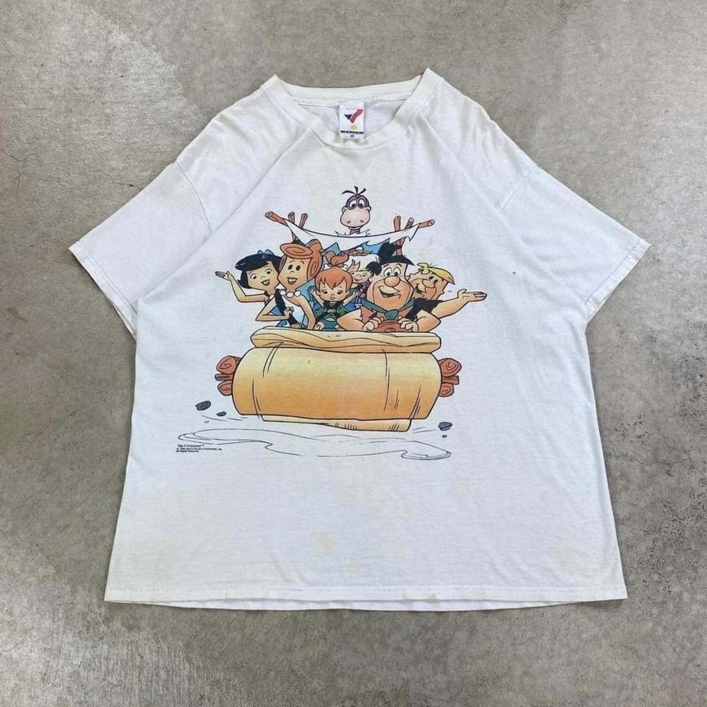 Vintage 90s Flintstones Shirt Size XL White 1994 Cartoon TV Promo Fred Wilma